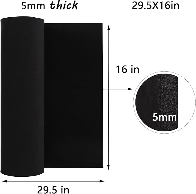 AMZQNART EVA Foam 5mm, Cosplay Foam 16x29.5 inch Black,High Density 90 kg/m³, for Craft Projects Cosplay Costumes, Fake Weapons, Decorations, Christmas, Easter, Thanksgiving, etc.