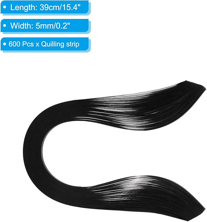 PATIKIL Quilling Strips Paper 600pcs 5mm 39cm Origami Paper Quilling Kits for Art DIY Hand Craft Christmas, Black