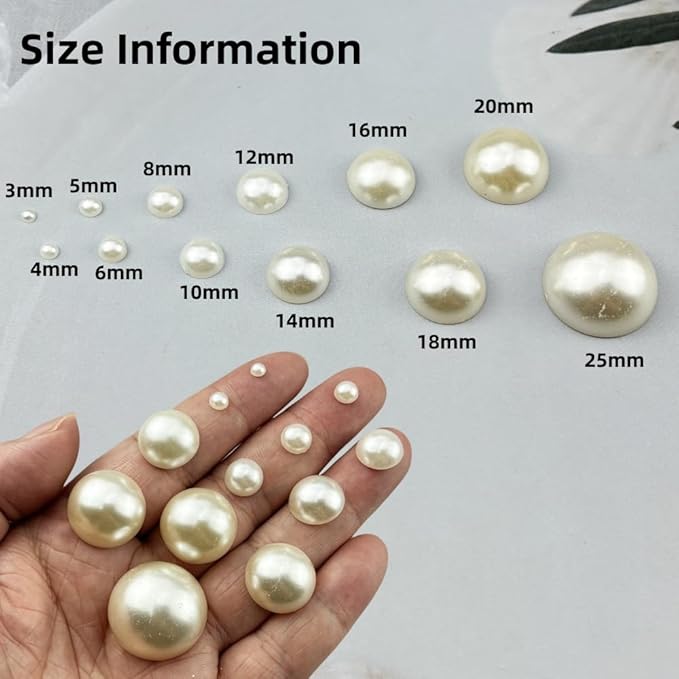 6000pcs 4mm Half Pearls for Crafts Flatback Half Round Pearl Beads for Jewelry Making Nail Art Scrapbook Craft Wedding Dress Decoration(Ivory White)