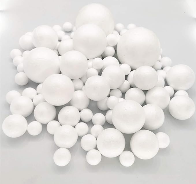 129 Pack Craft Foam Balls, 7 Sizes Including 1-4 Inches, White Polystyrene Smooth Round Balls, Foam Balls for Arts and Crafts, DIY Craft for Home, Supplies School Craft Project and Holiday Party