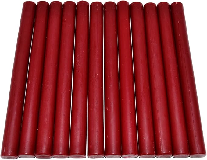 TELOSMA Matte Dark Red Glue Gun Sealing Wax Sticks Wax Seal Rod for Sealing Wine Bottle - 12 Sticks