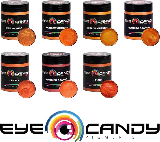 Eye Candy Pigments Premium Orange Mica Powder - Shibuya Orange (50gr) - for Epoxy, Resin, Soap, Paint, Woodworking, Acrylic Pouring, Bath Bombs, Fishing Lures - DIY Arts and Crafts Additive