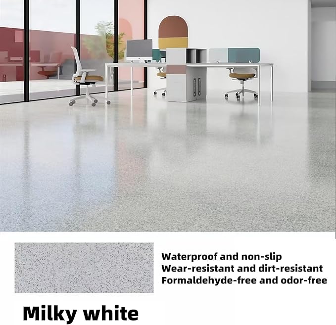 Epoxy Colored Sand Floor Paint, Epoxy Floor Paint High Gloss Marble Effect Coating for Indoor and Outdoor, Wear-resistant and non-slip Self-leveling Coating White 35OZ(1KG)