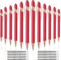 12 PCS 2 in 1 Stylus Ballpoint Pen with Stylus Tip, 1.0 mm Black Ink Metal Pen Stylus Pen for Touch Screens (All Red)