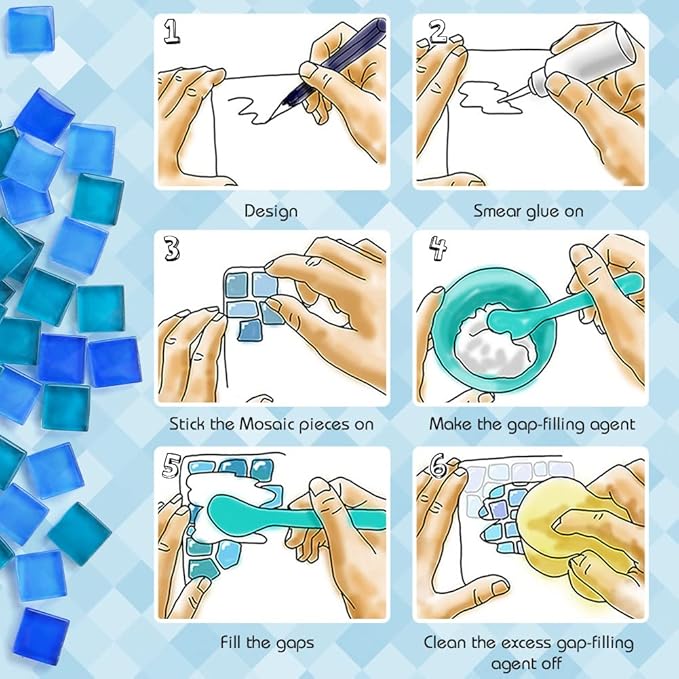 BigOtters Glass Mosaic Tiles 0.3LB, 4 Shapes Stained Glass Pieces for DIY Crafts, Home Decor, Art Projects, Window & Mirror Decorations