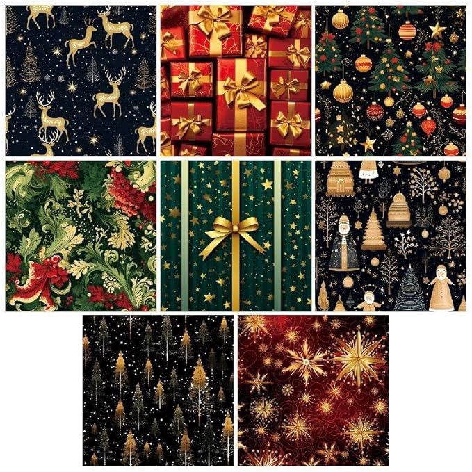 Chritmas Scrapbook Paper Ballon Ribbon Festival Patterned Paper 6×6,24 Sheets Single-Sided Scrapbooking CardStock Papers Pad for Holiday Cardmaking DIY Origami Journaling Papers.