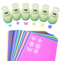 UCEC Hole Punch 1 Inch Craft Hole Punch Shapes, 36 Pieces Hole Puncher for Crafts Set with Craft Paper Cardstock, Mix Shape Designs Hole Puncher for Kids for Crafting Scrapbooking