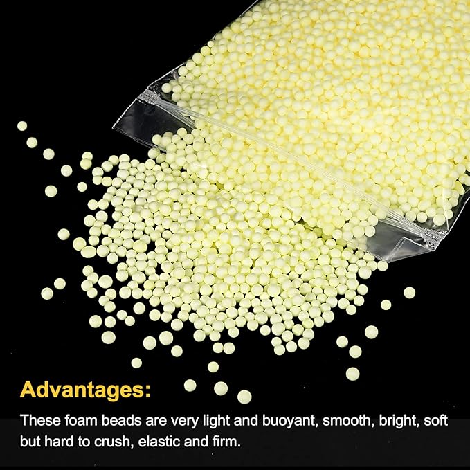 MECCANIXITY Foam Beads Foam Balls 4-6mm for Wedding and Party Decorations, Tiny Packing Balls, Arts DIY Crafts Supplies (Yellow,1 Pack Approx 5000pcs)