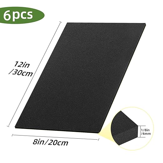 6 Pcs Adhesive Foam Padding, 12in X 8in Closed Cell Foam Sheet, 1/8in Thick Sticky Neoprene Rubber Pad, Anti-Slip, Soundproof and Anti Vibration