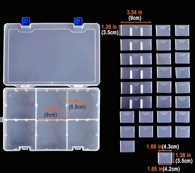 Qualsen Plastic Organizer Storage Box with Adjustable Dividers, Fishing Tackle Box and Bead Organizer Box for Jewelry, Beads, Earrings, Tools, Fishing Hooks, and Small Accessories（34 Grid）