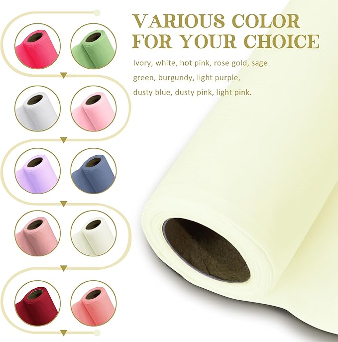 Horbaunal Ivory Chiffon Fabric by The Yard, 5 Yard Continuous Sheer Fabric 59" Wide Soft Draping Fabric for Wedding Arch Draping Party Backdrop DIY Sewing