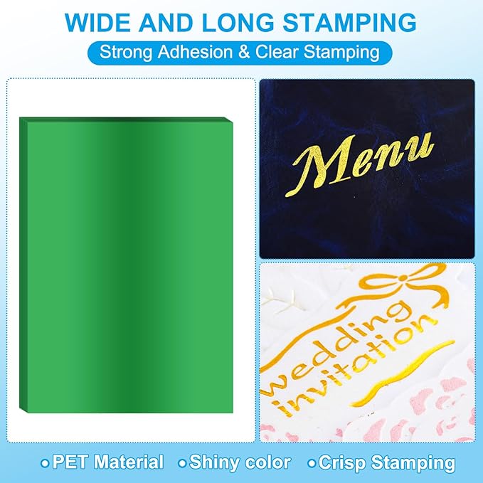 PATIKIL 11.7x8.3" Hot Stamping Foil Paper Sheet, 20 Sheets A4 Heat Transfer Hot Stamping Paper Foil for Leather DIY Logo Decor Craft Gift Package Scrapbook Card, Green