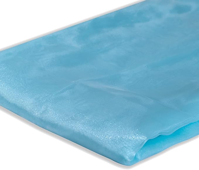 Fynite Sheer Organza Fabric | 20 Yards Long | 44" Wide | Bridal Solid Sheer Organza Bolt for Wedding Dress Fashion Craft Decorations Silky Shiny Sheer Organza - (Light Blue, 20 Yrads)