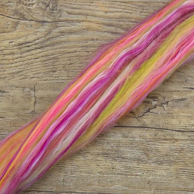 Revolution Fibers – Constellation Range Roving (8 Ounces) | Multicolored Tonal Blend of 70% Dyed Merino and 30% Tussah Silk Combed Top | Soft Fiber for Felting, Spinning, Knitting (Libra Orange)