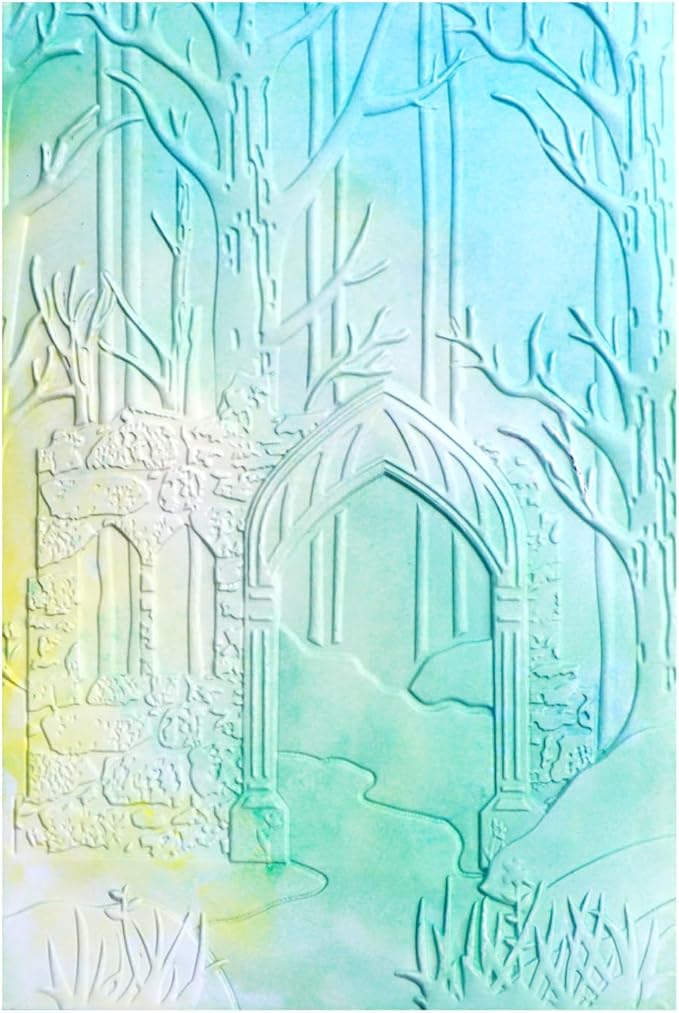 BAOFALI 3D Embossing Folder for Card Making, Deep Forest, Castle Plastic Texture Fades Embossing Folder Template for Scrapbooking Cardstock Album DIY Decoration Paper Crafting 6.3x4.5inch