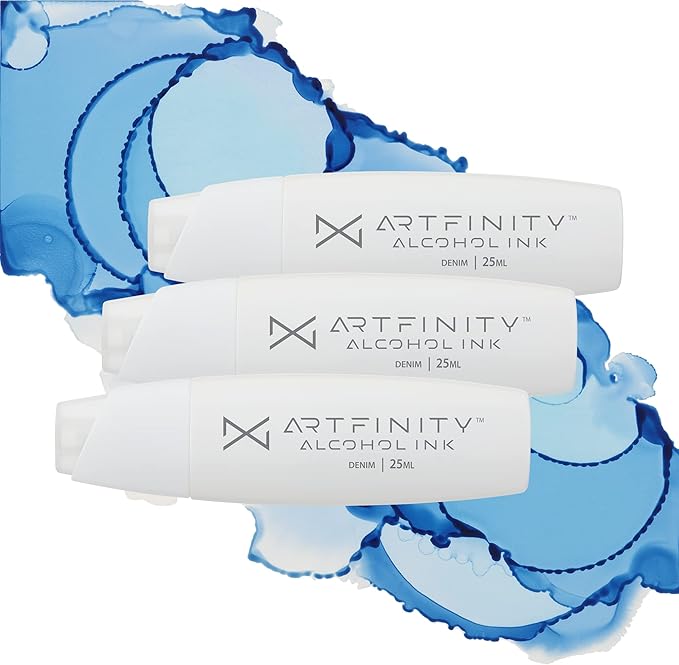 Alcohol Inks 3 Pack - Vibrant, Professional, Dye-Based Alcohol Inks for Artfinity Alcohol Markers, Artists, Drawing, & More! - Denim B6-4