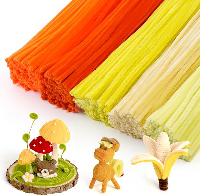 Caydo 500 Pieces Orange Pipe Cleaners, Chenille Stems, Pipe Cleaner Crafts for DIY Art and Craft Projects Creative Gift Party Decorations