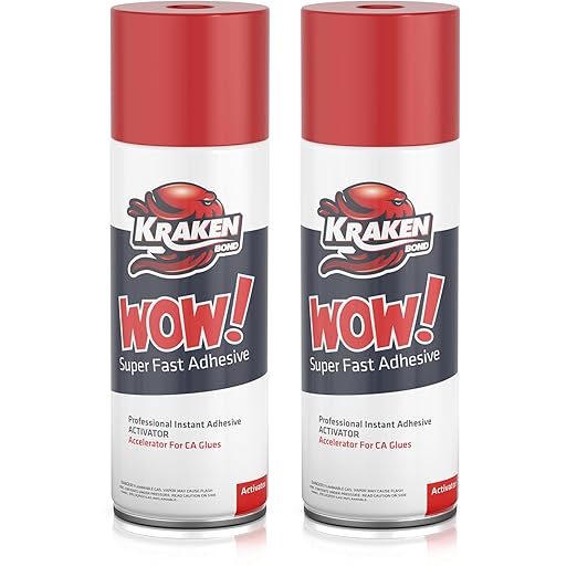 KRAKEN BOND Wow! Spray Adhesive Activator(2X6.76 Oz.) - Cyanoacrylate Super Glue Accelerator Spray for Plastic, Metal, Wood & PVC, CA Glue Activator | 2 Pack