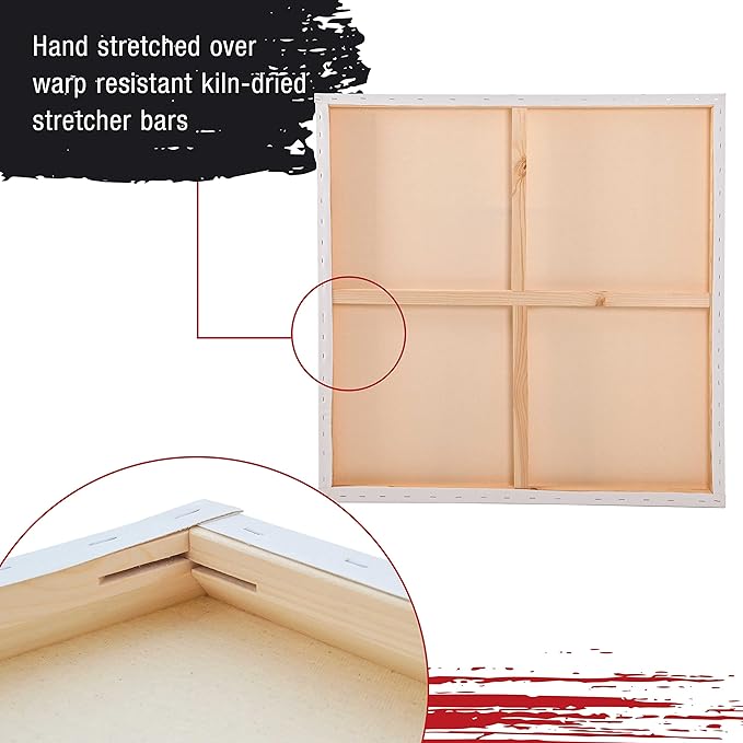 U.S. Art Supply X-Large Stretched Canvas for Painting 48x48 inch Gallery Depth 1-1/2" Thick, 2-Pack - 12oz Acrylic Gesso Triple Primed, Professional Artist Quality, 100% Cotton - Oil, Pouring Paint