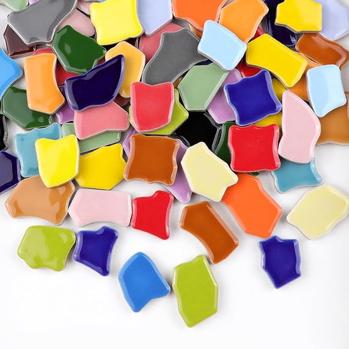 0.78"-1.57" Irregular Ceramics Mosaic Tiles,1.1LB Mosaic Pieces Stones for Home Decoration DIY Craft Plates Flowerpots Vases Cups Mosaic Making Supplies (Mix Color)