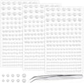 Self Adhesive Face Gems and Pearls for Makeup, Festival Jewels, Hair Gems Pearls, 3/4/5/6/8 mm Round Rhinestone Stickers for Face, Eye, Makeup, Body, Crafts 591Pcs (04_White Pearl)