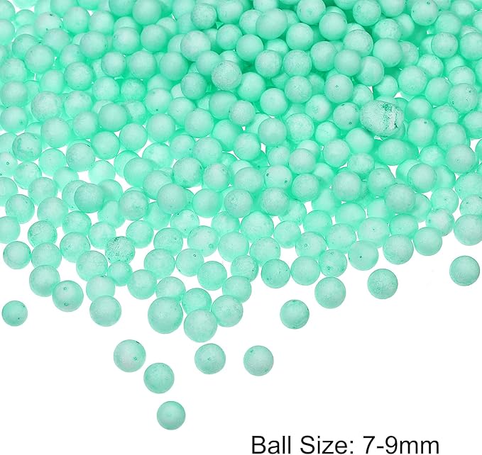 MECCANIXITY Foam Beads Foam Balls 7-9mm for Wedding and Party Decorations, Tiny Packing Balls, Arts DIY Crafts Supplies (Green,1 Pack Approx 3000pcs)