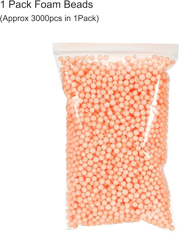 MECCANIXITY Foam Beads Foam Balls 7-9mm for Wedding and Party Decorations, Tiny Packing Balls, Arts DIY Crafts Supplies (Orange,1 Pack Approx 3000pcs)