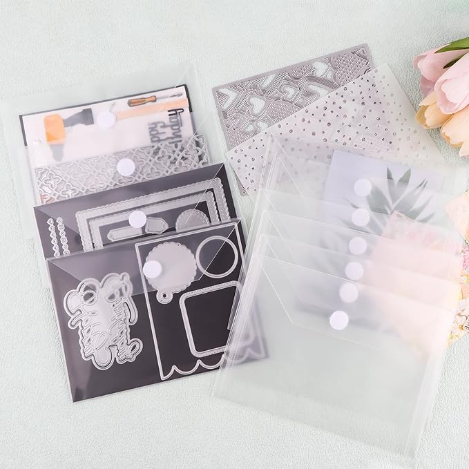 20 Pcs Stamp & Die Storage Pockets Resealable Clear Plastic Seal Bags Storage Case for Cutting Dies Stencil Album Stamp Crafts for DIY Scrapbooking Paper Card Craft Cutting Dies Storage