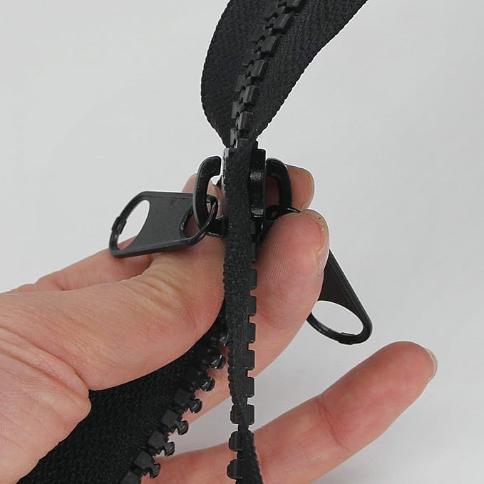 Leekayer 2PCS #10 36 Inch Heavy Duty Zippers for Sewing Separating Large Plastic Zippers Black Tape with Double Pull Tab Slider, Sleeping Bag, Boat, Canvas, Cover, Trampoline, Dog Bed,Tent (36" 2pcs)