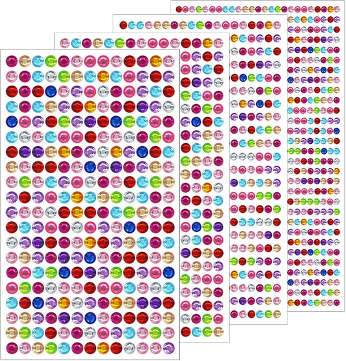 1799 Pcs 4 Sheets Rhinestone Stickers 3/4/5/6 mm Self Adhesive Rhinestones Gems for Face Eyes Makeup Hair Body (color-3/4/5/6mm)