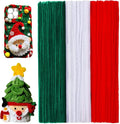 120 Pieces Pipe Chenille Stems, Christmas Solid Color Pipe Cleaners Set for DIY Arts Crafts Decorations (Red+Green+White)