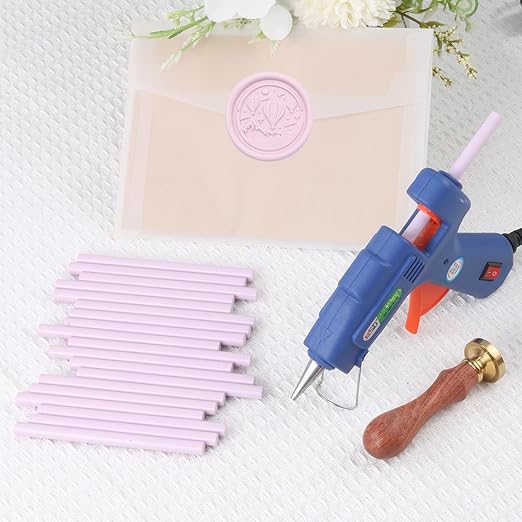 Pink Sealing Wax Sticks, WASOHLING 20Pcs Glue Gun Wax Seal Sticks for Wax Seal Stamp, Pink Wax Seals for Christmas Wedding Invitation Envelope Letter Seals, Craft Adhesive (Mini Size)