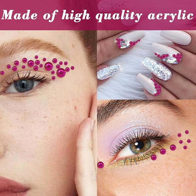 1799 Pcs 4 Sheets Rhinestone Stickers 3/4/5/6 mm Self Adhesive Rhinestones Gems for Face Eyes Makeup Hair Body (rose-3/4/5/6mm)
