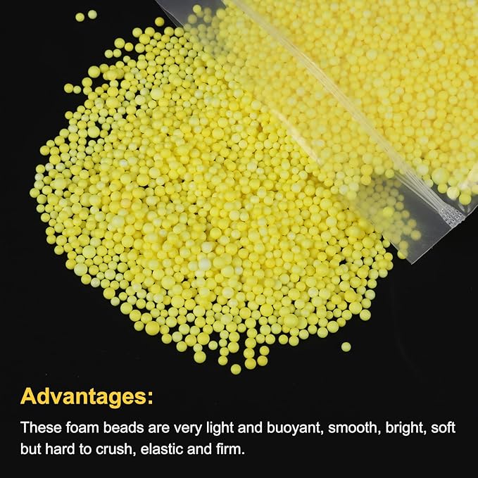 MECCANIXITY Foam Beads Foam Balls 2-3mm for Wedding and Party Decorations, Tiny Packing Balls, Arts DIY Crafts Supplies (Light Yellow,1 Pack Approx 8000pcs)