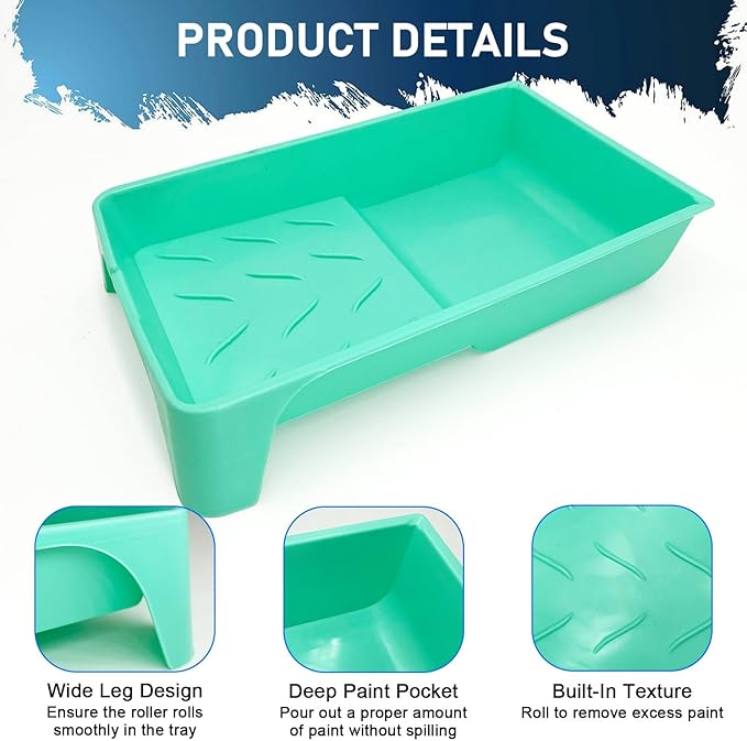 4 Inch Paint Tray, 25 Pack Plastic Paint Tray Kit, Heavy Duty Paint Roller Tray with Roller Frame, Sturdy Home Painting Supplies & Tools for Paint Rollers & Roller Brushes