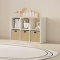 Wood Cube Storage Organizer Closet Cabinet for Living Room Bedroom Study Shelf Bookcase Wooden Floor Standing Open Bookshelf for Kids Home Office Display Storage Cabinet (White, 6-Cube, 11.81in)