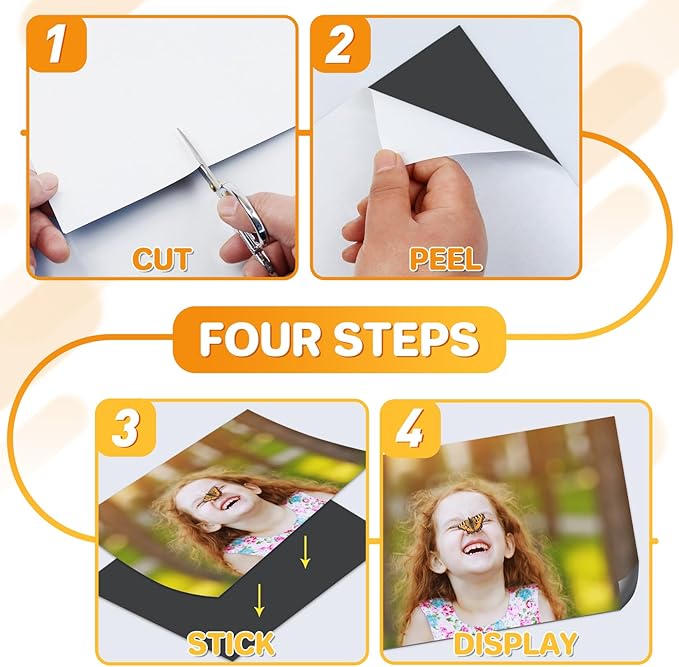 FINDMAG Magnetic Adhesive Sheets, 6 Pack Each 5" x 7" Flexible Magnet Strips with Self Adhesive Backing, Cut and Customize Sheets Magnet for Picture, Photo, Craft, DIY and Stickers