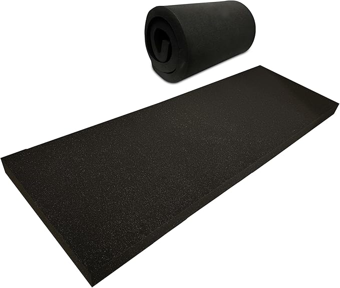 QOMFY 2" Height x 12" Width x 48" Length Charcoal Upholstery Foam Sheet | Made in USA | Multi-Purpose Foam for Upholstery, DIY, Packaging & Acoustic Projects