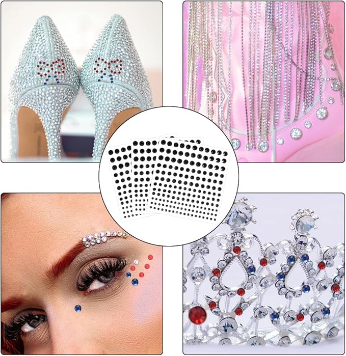 5 Sheets Self Adhesive Pearl Stickers, Flat Back Pearls Sticker, 4 Size Self Adhesive Rhinestone Gem Stickers for DIY Crafts Craft Card Decorations Nail Art Beauty Makeup (Black)