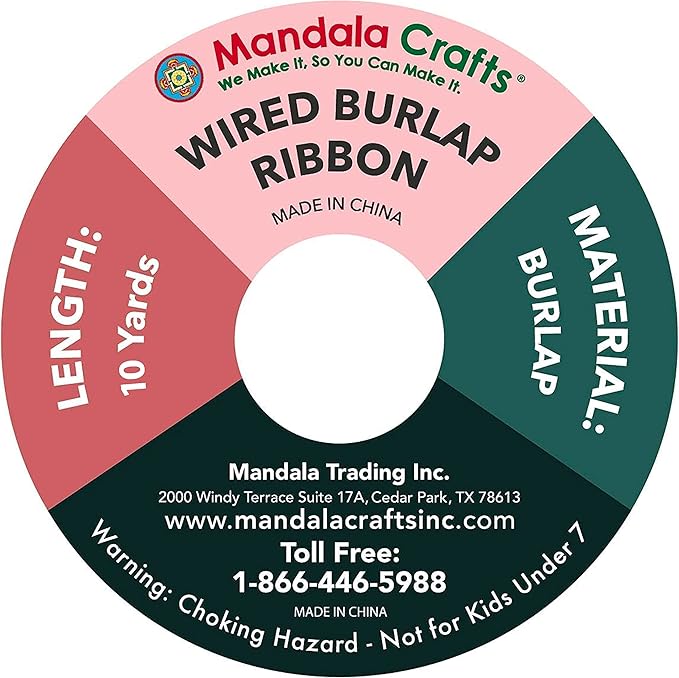 Mandala Crafts Turquoise Burlap Wired Ribbon 1 Inches Wide Jute Ribbons for Crafts - 10 Yds Roll Rustic Burlap Wrap Trim Ribbons for Wreaths Bows Party Decoration