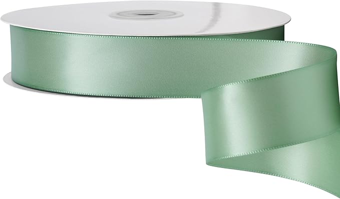 LIUYAXI Sage Green Stain Ribbon, 1" X Continuous 50 Yards, Double Faced Fabric Ribbon Perfect for Gift Wrapping Wedding Birthday Party Chair Sash Christmas Hair Floral Craft Sewing