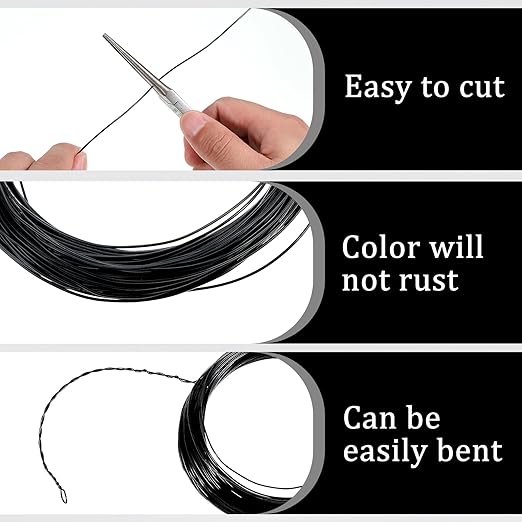 98 Feet Black Craft Wire Bendable, 1mm 18 Gauge Wire for Jewelry Making, Aluminum Sculpting Black Floral Wires for Crafts, Jewelry, Beading, Wreath Making