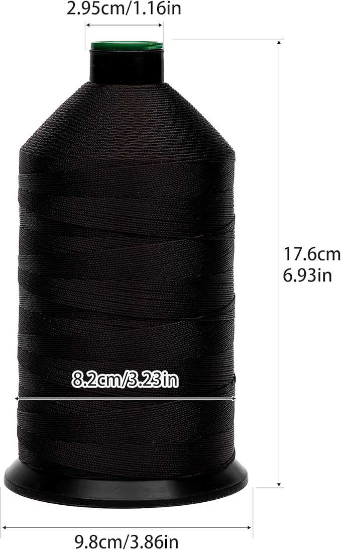 Extra Strong Bonded Nylon Thread #207 Tex210 – 16 OZ, 2000yds, Versatile Stitching Solution for Leather, Upholstery, Canvas Repair and More (Dark Brown)