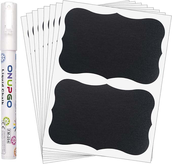 ONUPGO Large Chalkboard Labels (48 Pack), 4 x 6 Reusable Blackboard Stickers Waterproof Chalkboard Sticker for Jars, Parties Decoration, Craft Rooms, Weddings, Storage, Organize Your Home & Kitchen