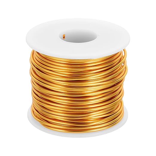 MECCANIXITY 12 Gauge Anodized Aluminum Craft Wire Bendable Bonsai Training Wire 98 Feet 2mm for Sculpting Crafts Wreath Floral Beading Jewelry Making, Yellow