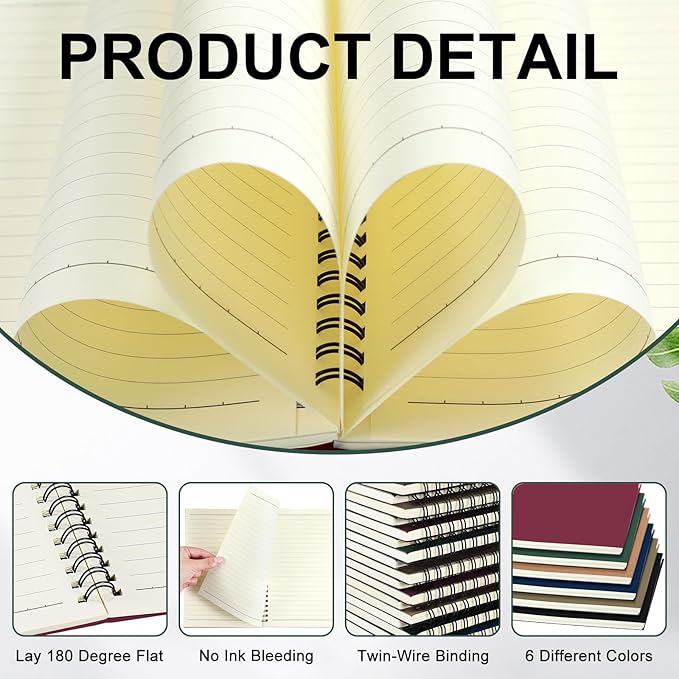 Yahenda Spiral Notebook College Ruled Journals Notebooks Lined 8.3 x 5.5 Inch Note Books Bulk A5 Writing Notebooks Thick Paper Notebook for Office Business School Supplies (Classic Colors,54 Pcs)