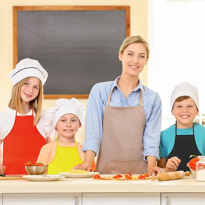 PLULON 15 Pcs Kids Apron Painting Aprons, Kids Aprons for Painting Black Aprons Art Apron Smocks Bulk for Art Activity Craft Home Kitchen Classroom Party Supplies