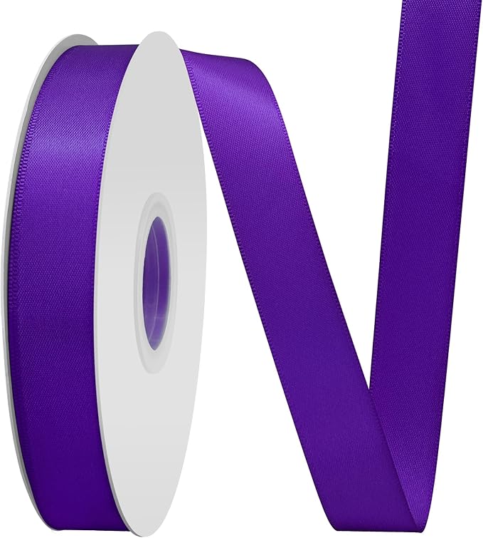 Purple Satin Ribbon 3/4" X 50 Yards Solid Color Double Faced Ribbons Perfect for Crafts Wedding Decor Bow Making Arts Sewing and More