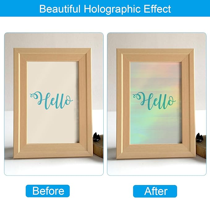 PATIKIL 8.3x5.8" Holographic Sticker Paper, 20Sheets A5 Polypropylene Self-adhesive Transparent Waterproof Laminate Overlay Film for Photo Cards Scrapbook Decorations, Laser