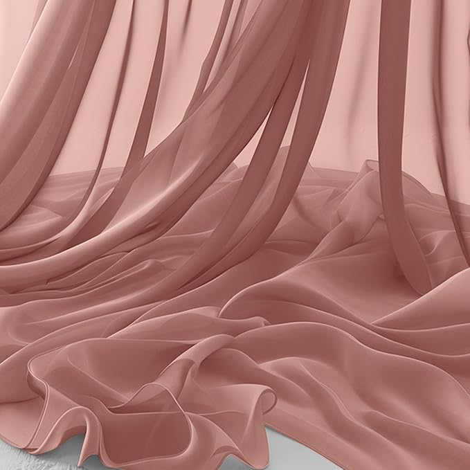 Horbaunal Dusty Rose Chiffon Fabric by The Yard, 1 Yard Continuous Sheer Fabric 59" Wide Soft Draping Fabric for Wedding Arch Draping Party Backdrop DIY Sewing